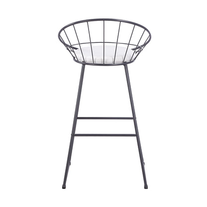 2Pcs Modern Nordic Counter Height Bar Stools, 29.5" Seat Height Industrial Bar Chairs with Curved Hollow Metal Frame Backrest, Padded Faux Leather Seat,Assembly Needed image 7