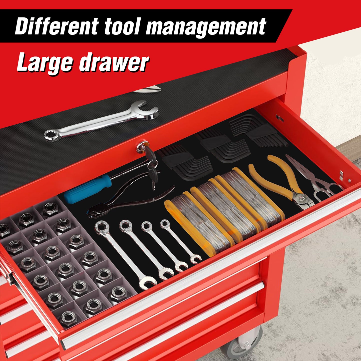 Rolling Tool Chest with 7-Drawer Tool Box with Wheels Multifunctional Tool Cart Mechanic Tool Storage Cabinet for Garage, Warehouse, Workshop, Repair Shop image 6