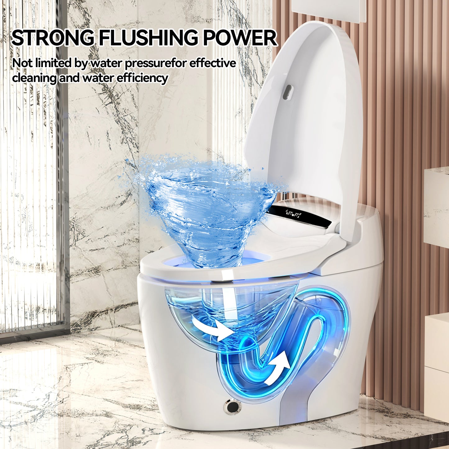 Smart Toilets with Heated Bidet Seat.Portable toilet with bidet built.Intelligent Toilet Auto Open/Close Seat. Bidet toilet with Dryer and Warm Water image 6