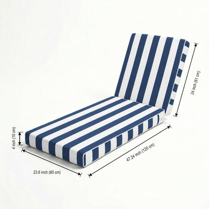 Outdoor Chaise Lounge Cushions Set of 2, 75"x24"x4" Patio Lounge Chair Cushions with Removable Covers, Waterproof Replacement Cushions for Outdoor Furniture, Poolside, Lawn-NavyBlue/White Striped image 4