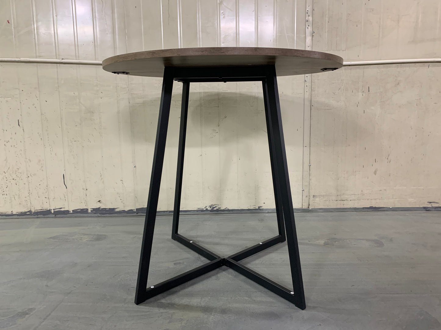 31.5 Inch Round Dining Table, Small Circle Kitchen Table with Metal Black Legs for 2-4 people,Modern Dining Room Table, Brown (only table) image 2