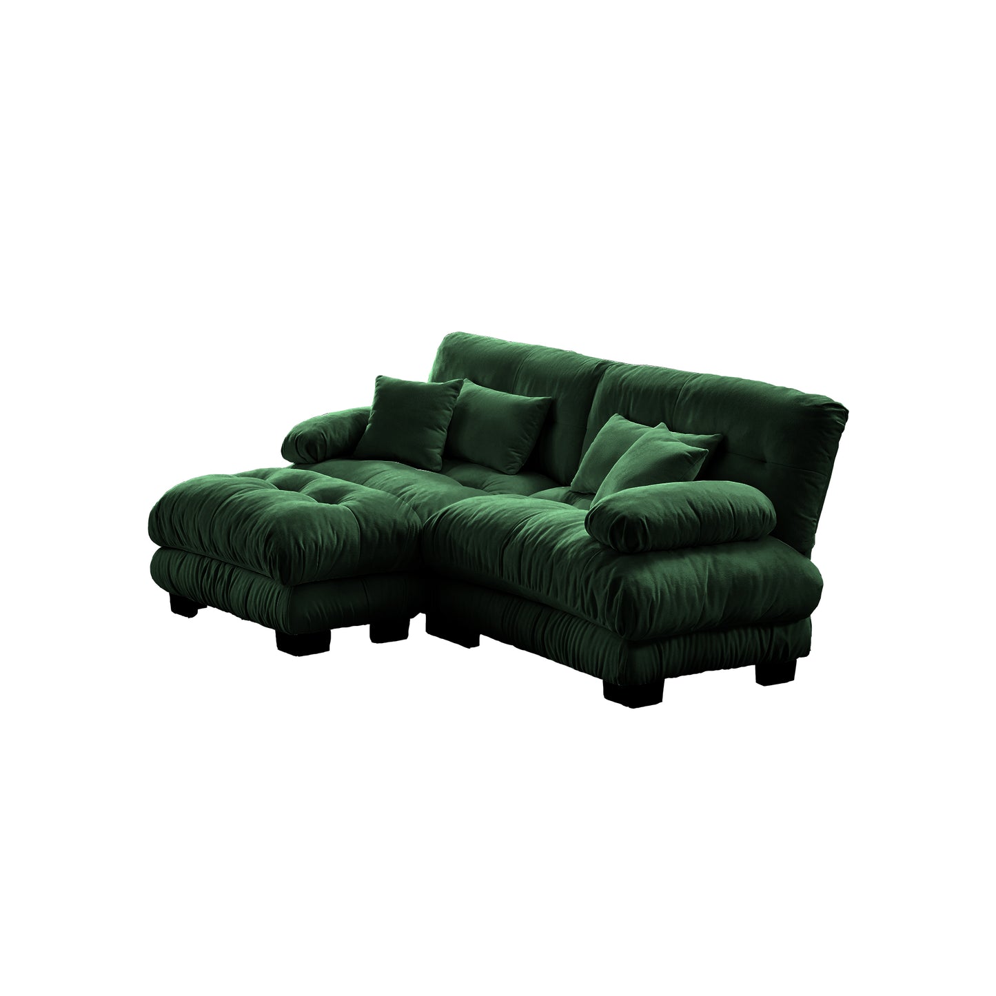 Cloud Couch Sectional Sofa for Living Room, Chenille 2 Seater Sofa with 2 Lumbar pillows and 2 throw pillows, Upholstered Wide Arm Sofa with Convertible Ottoman,Chenille Green image 9