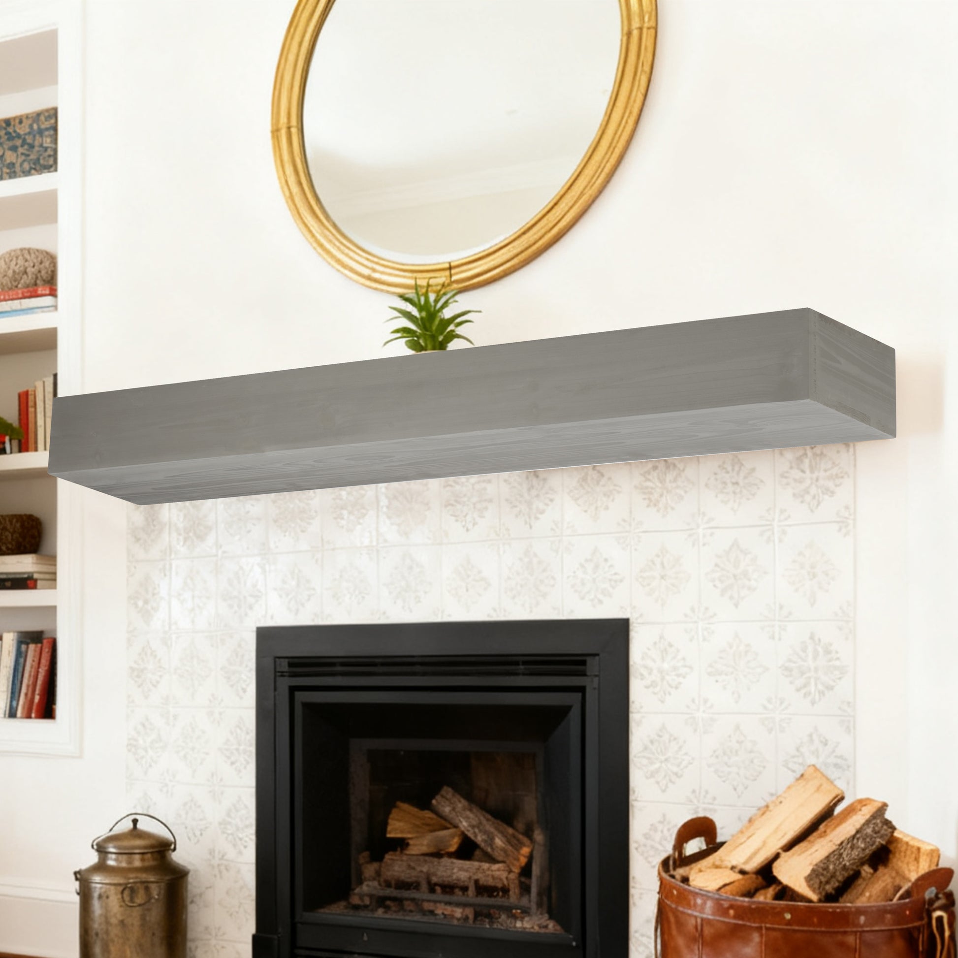 48'' Fireplace Mantel Fir Wood Wall-Mounted & Floating Shelf for Home Decor with Flat Surface image 11