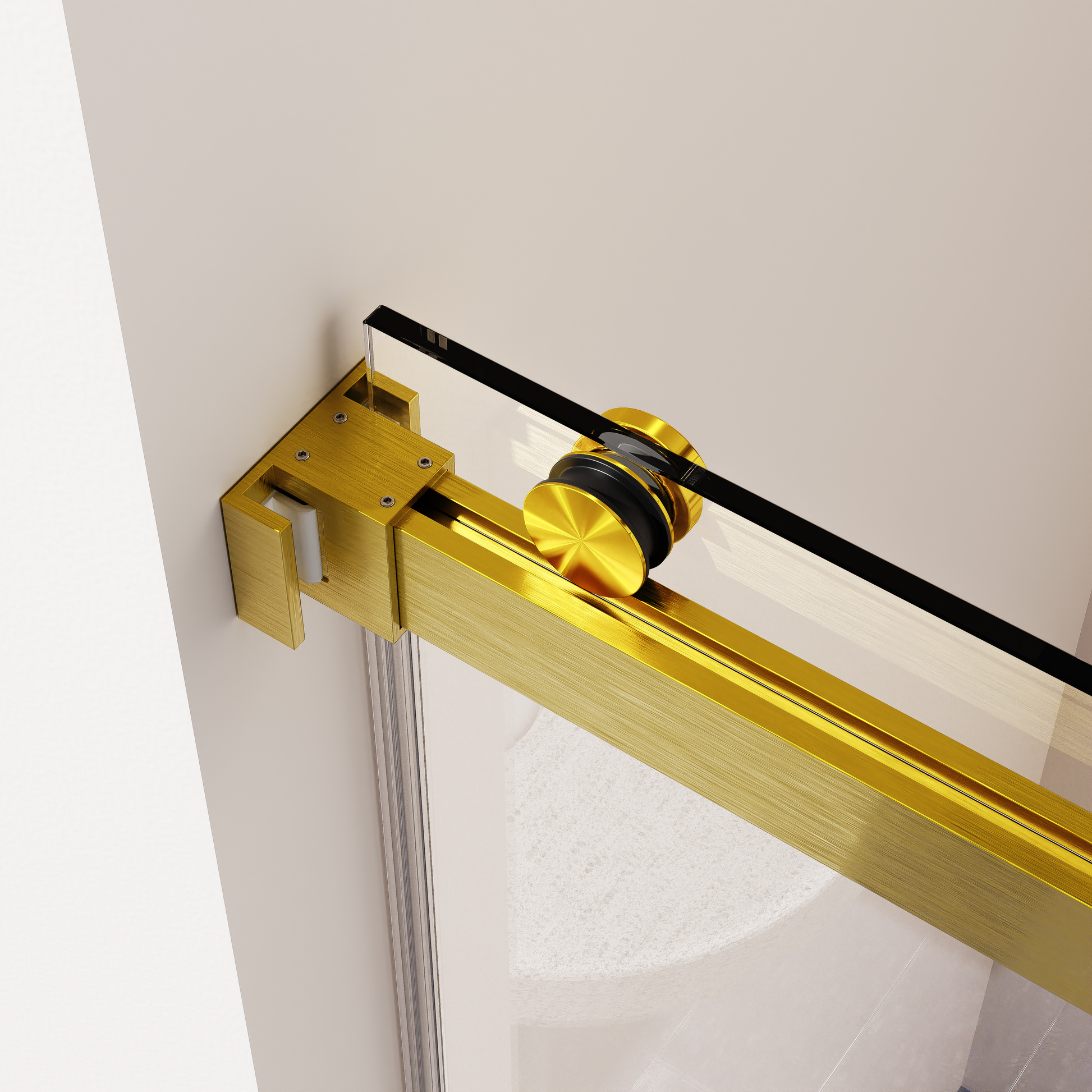 For 56-60 inches * 76 inches Frameless Double Sliding Shower Door in Brushed Gold, 3/8 inches (10mm) Thick SGCC Tempered Glass Door, Reversible Installation, No Soft-Close image 5