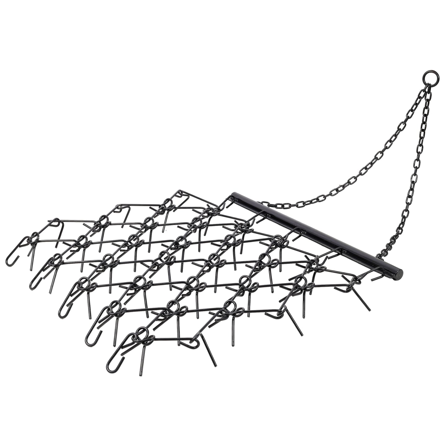 4FT Heavy-Duty Steel Drag Harrow,Field Leveling Chain Rake,Compatible with ATV UTV Compact Utility Tractors,Black Coated Durable Construction image 1