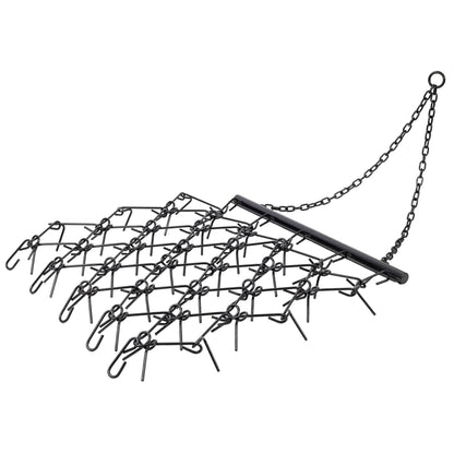 4FT Heavy-Duty Steel Drag Harrow,Field Leveling Chain Rake,Compatible with ATV UTV Compact Utility Tractors,Black Coated Durable Construction image 1