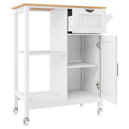 Kitchen Island Cart with Mobile Carts with Storage Cabinet, Rolling Kitchen Table with Spice Rack, Towel Rack, and Drawer, Portable Islands on Wheels, White image 8