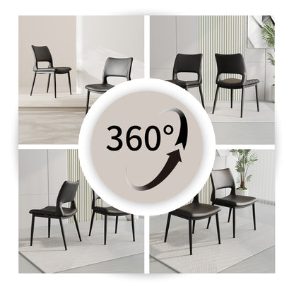 Modern minimalist black PU leather Dining Chairs Set of 2, comfortable backrest design, metal leg support, suitable for restaurants, kitchens, and offices. image 6