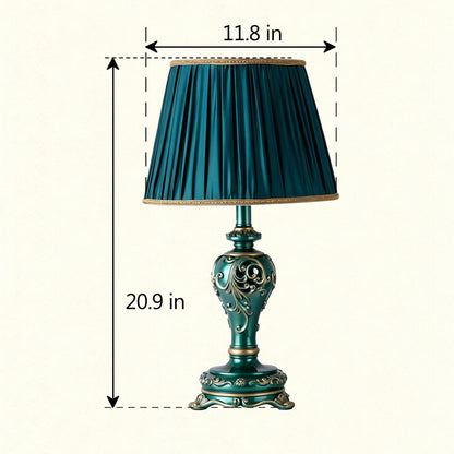 Farmhouse Table Lamps for Living Room Bedroom, Vintage Table Lamp with Nightlight (BULB INCLUDED), Dark Green Hollow Out Resin Lamp for End Table image 12