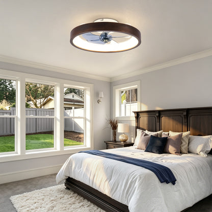 20" Modern Flush Mount Ceiling Fans with Lights Kit (LED), 3000-6500K Dimmable LED Fan Light, 6 Speeds, Quiet DC Motor For Living room, Bedroom,Kitchen----Wood+White image 5