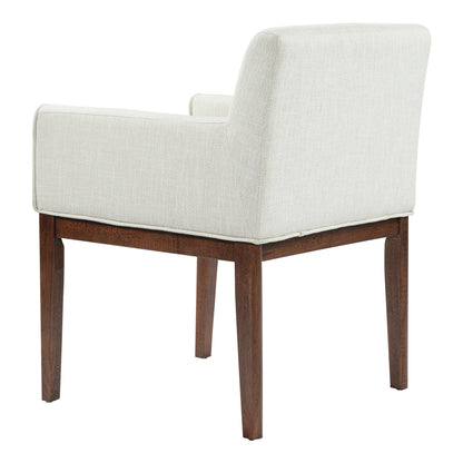 Modern Upholstered Dining Chair with Arms, Rubber Wood leg, Fabric & Foam Padded Seat for Kitchen, Dining Room, Living Room(Set of 2),Brown+Beige image 9