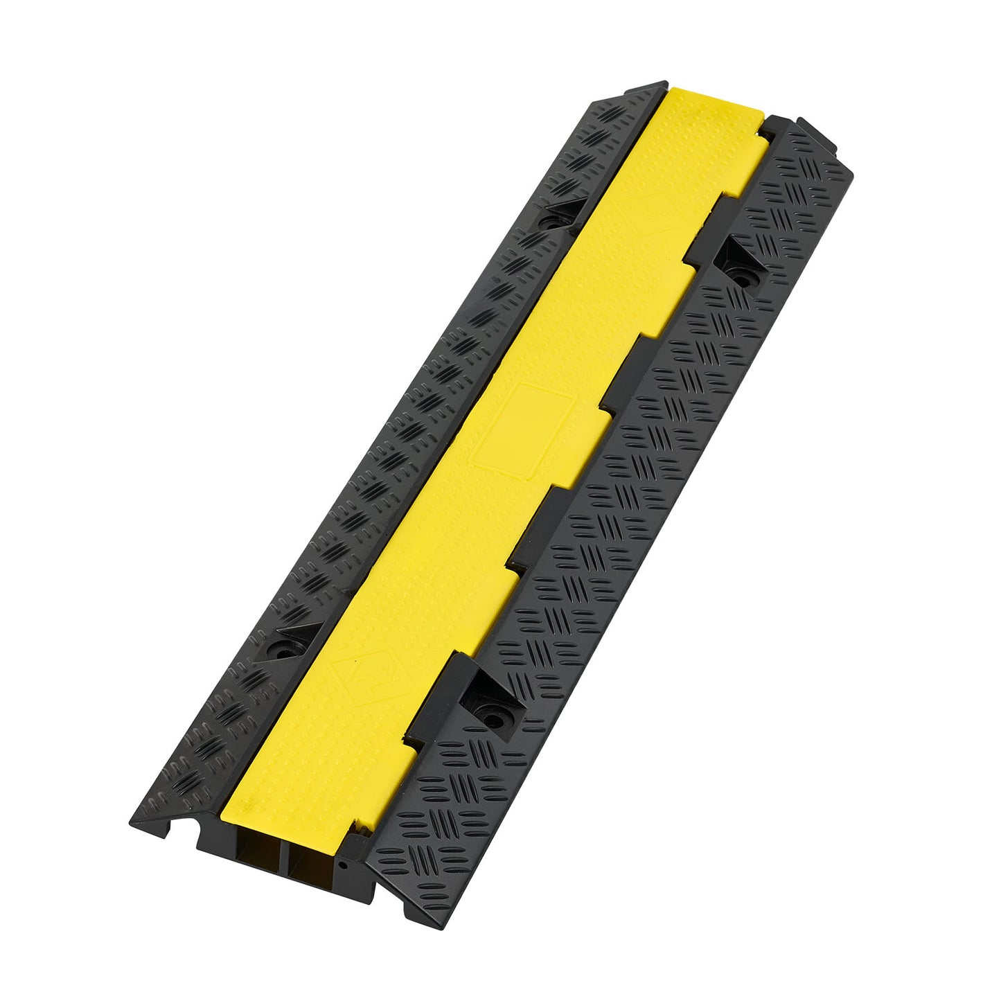 Cable Protector Ramp, 22,000 lbs/axle Capacity, 2 Channel Heavy Duty Rubber Cord Hose Wire Cover, 1.3 x 1.2 in Channel, Traffic Speed Bump with Flip-Open Top Cover, for Indoor Outdoor, 1 Pack image 9