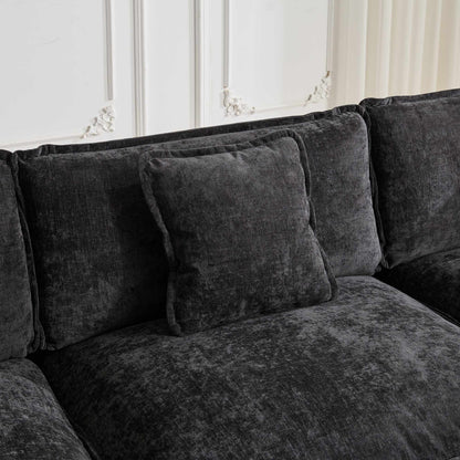 Cloud Sofa Armrests only, Modern Sectional Couch, for Living Room Bedroom and Apartment, Comfy Double Layer Upholstered Seat Cushion, Breathable Chenille Fabric, Black image 3