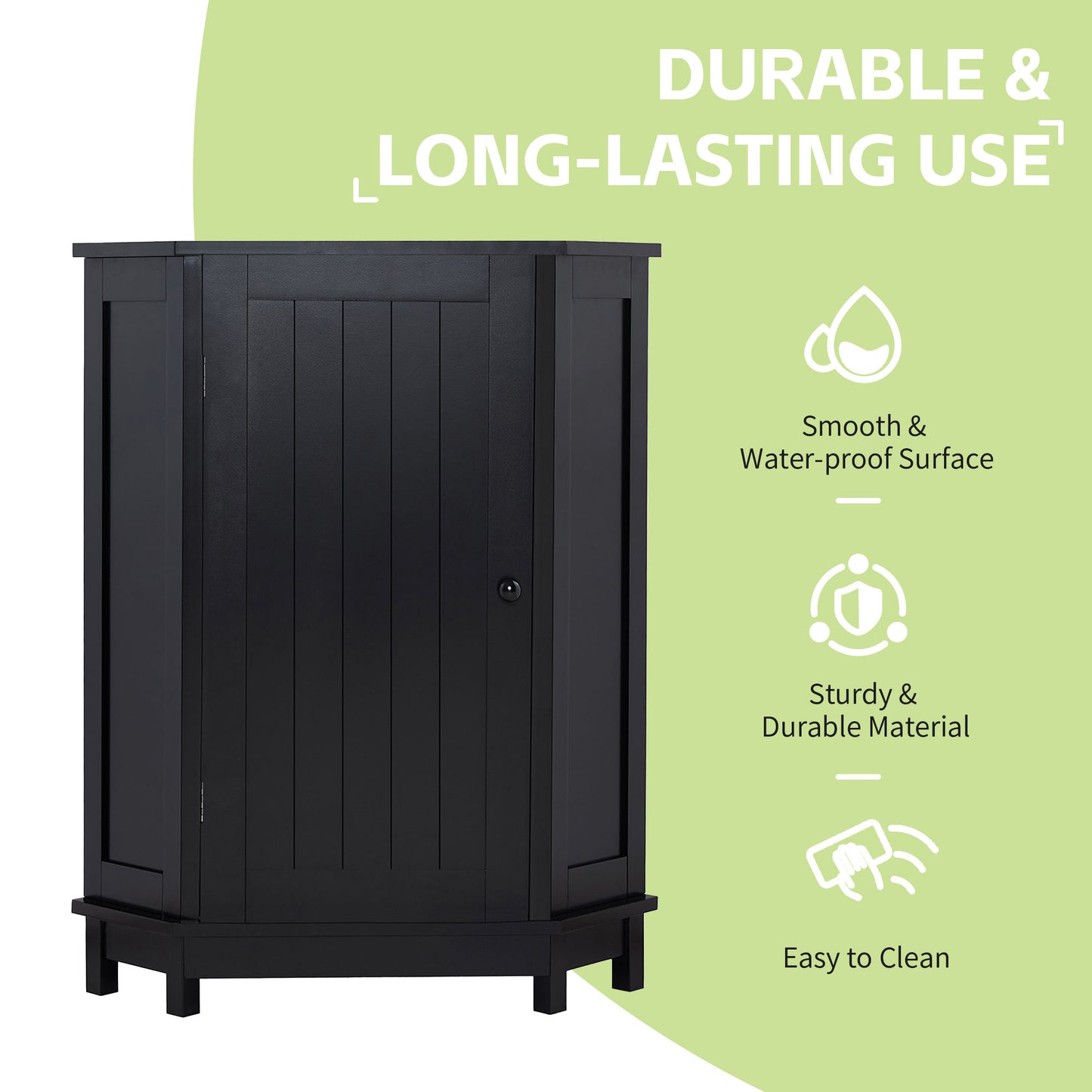 Black Bathroom Cabinet Triangle Corner Storage Cabinet with Adjustable Shelf Modern Style MDF Board(Old SKU:N725P172615B) image 8