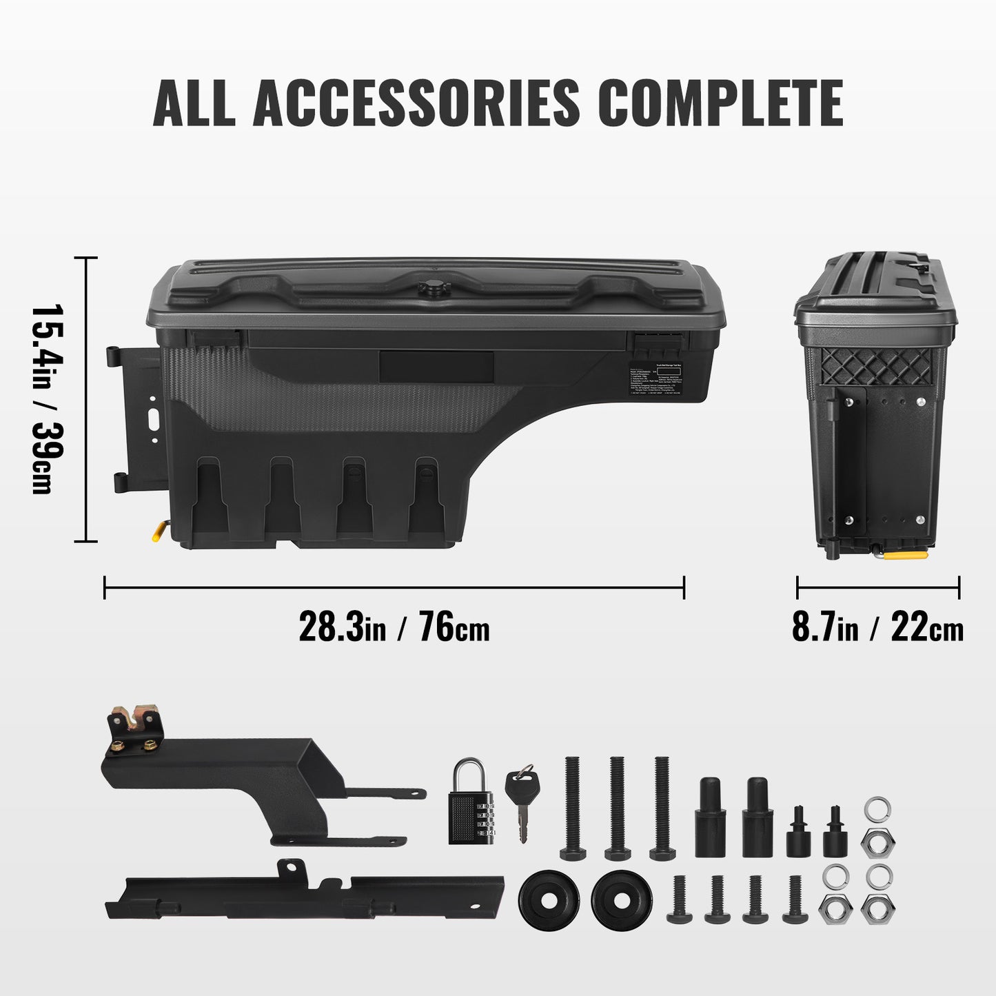 Truck Bed Storage Box, Lockable with Password Padlock, 6.6 Gal/25 L ABS Wheel Well Tool Box, Waterproof and Durable, Compatible with Ford F-150 2015-2021, Drivers Side (Left) image 7