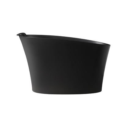 51" Solid Surface Oval Freestanding Black Bathtub with Overflow and Drain Assembly, with Integral Seat and headrest, LTL image 7
