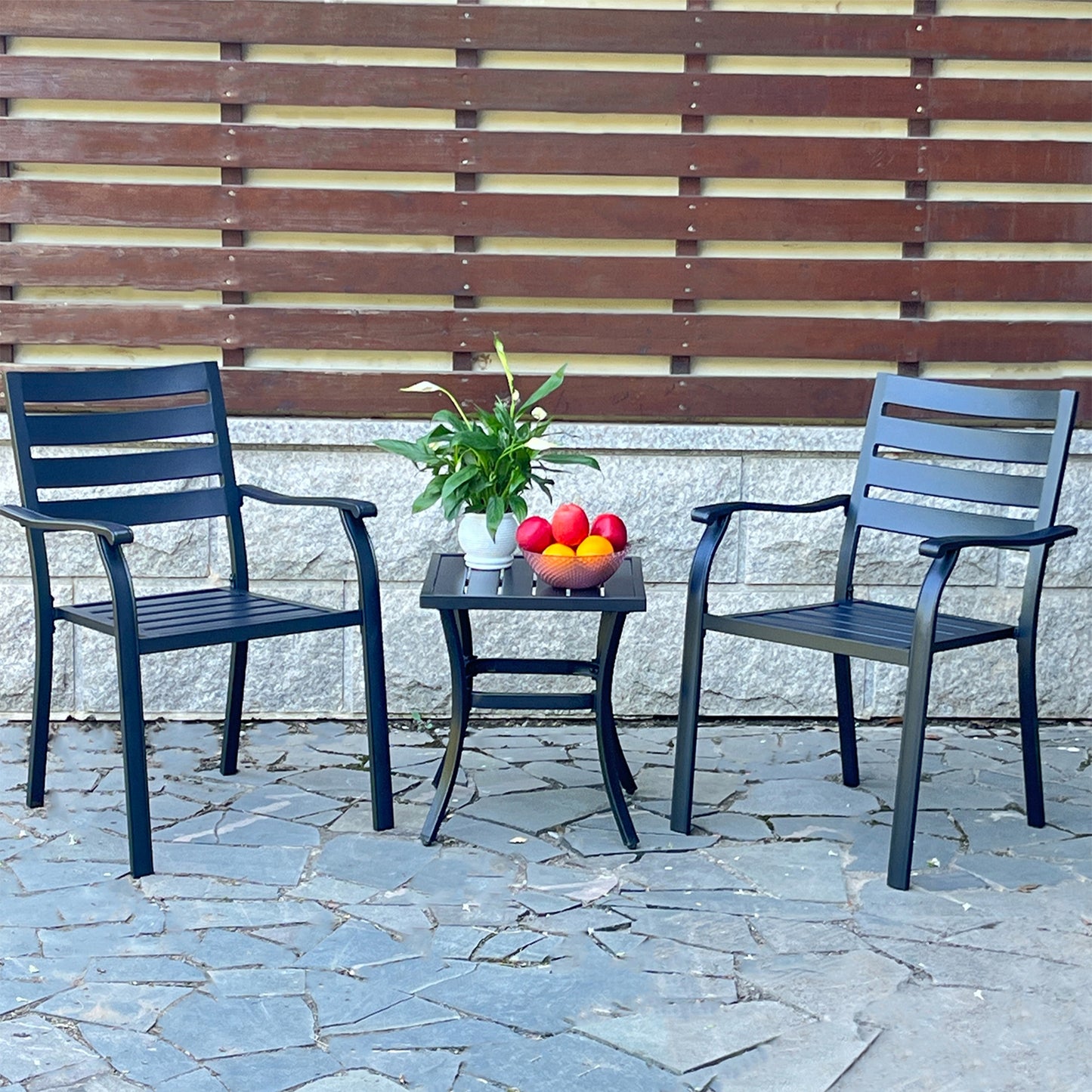 VRSHWO lron Terrace Dining Chairs, a Set of 2 Black Color Outdoor Chairs, Bistro Metal Chairs, All-Weather Outdoor Metal Dining Chairs, Suitable for Gardens, Terraces, and Swimming Pool image 8