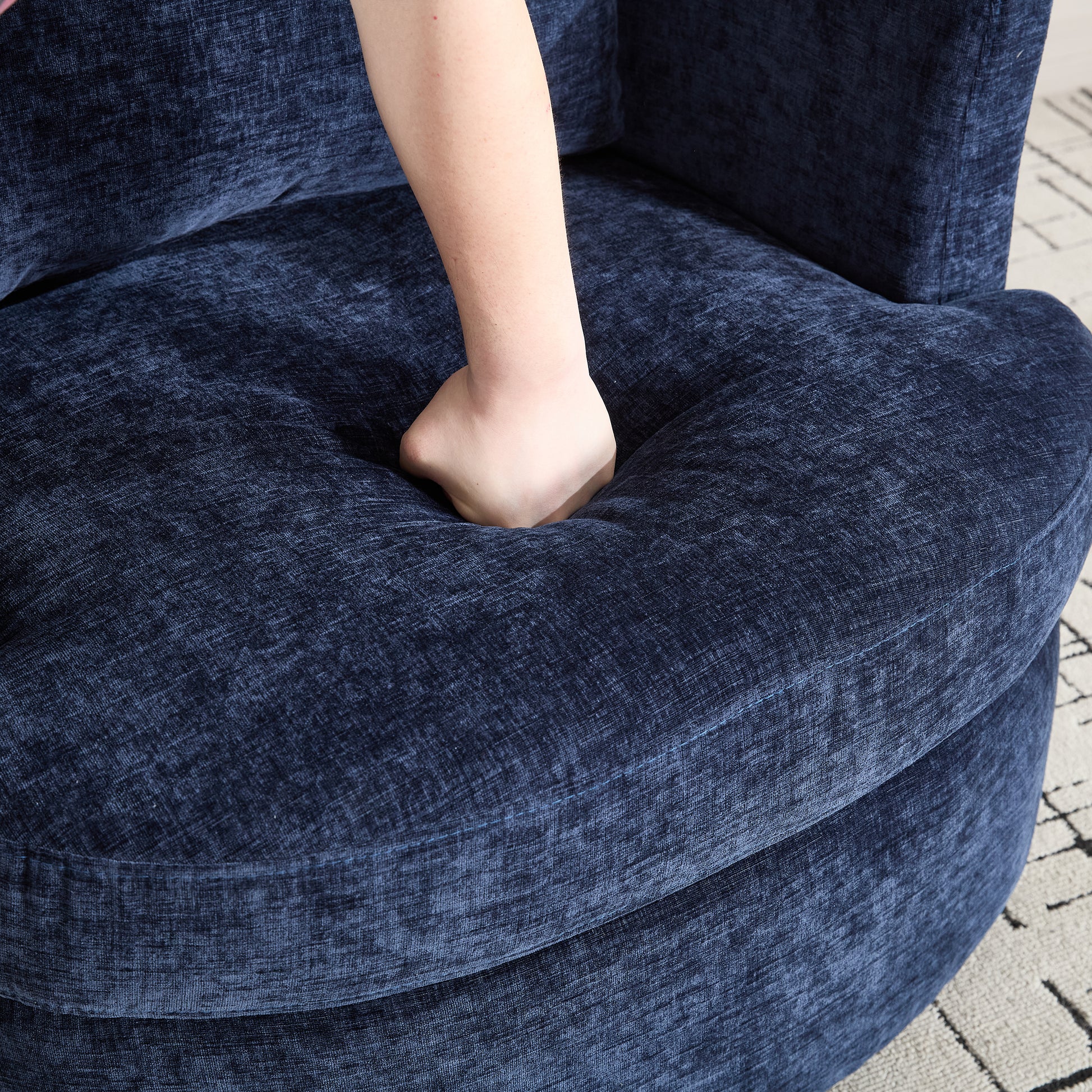 Vanity Chair,Swivel Accent Chair, 360 Degree Round Swivel Barrel Chair, Upholstered Comfy Swivel Chairs for Living Room,Accent Chairs for Bedroom, Reading Room,Powder Room,(Velvet, Blue) image 6