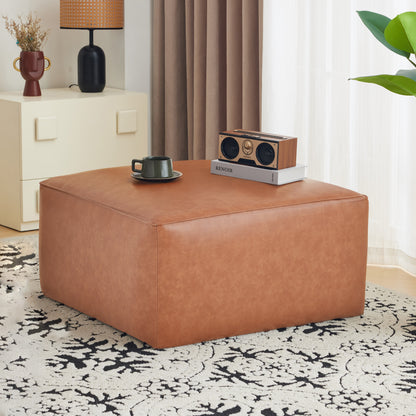 Upholstered Square PU Leather Ottoman,Tan Brown (old sku N757P180768T) image 1