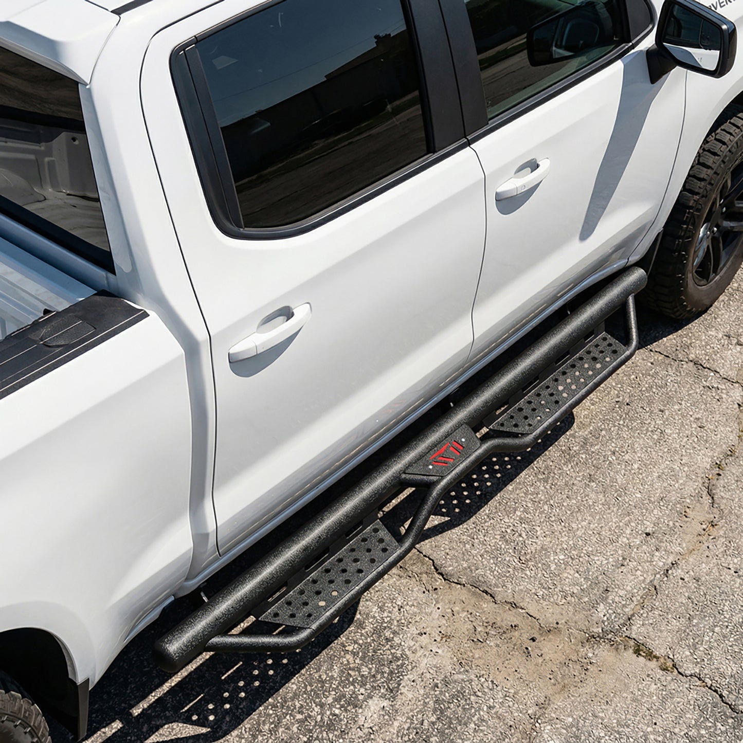 Two Stairs Running Board Compatible with 2007-2018 Chevy Silverado GMC Sierra 1500; 2007-2019 2500 HD 3500HD; 2019 LD/Limited Crew Cab Drop Step Side Step Nerf Bars image 2