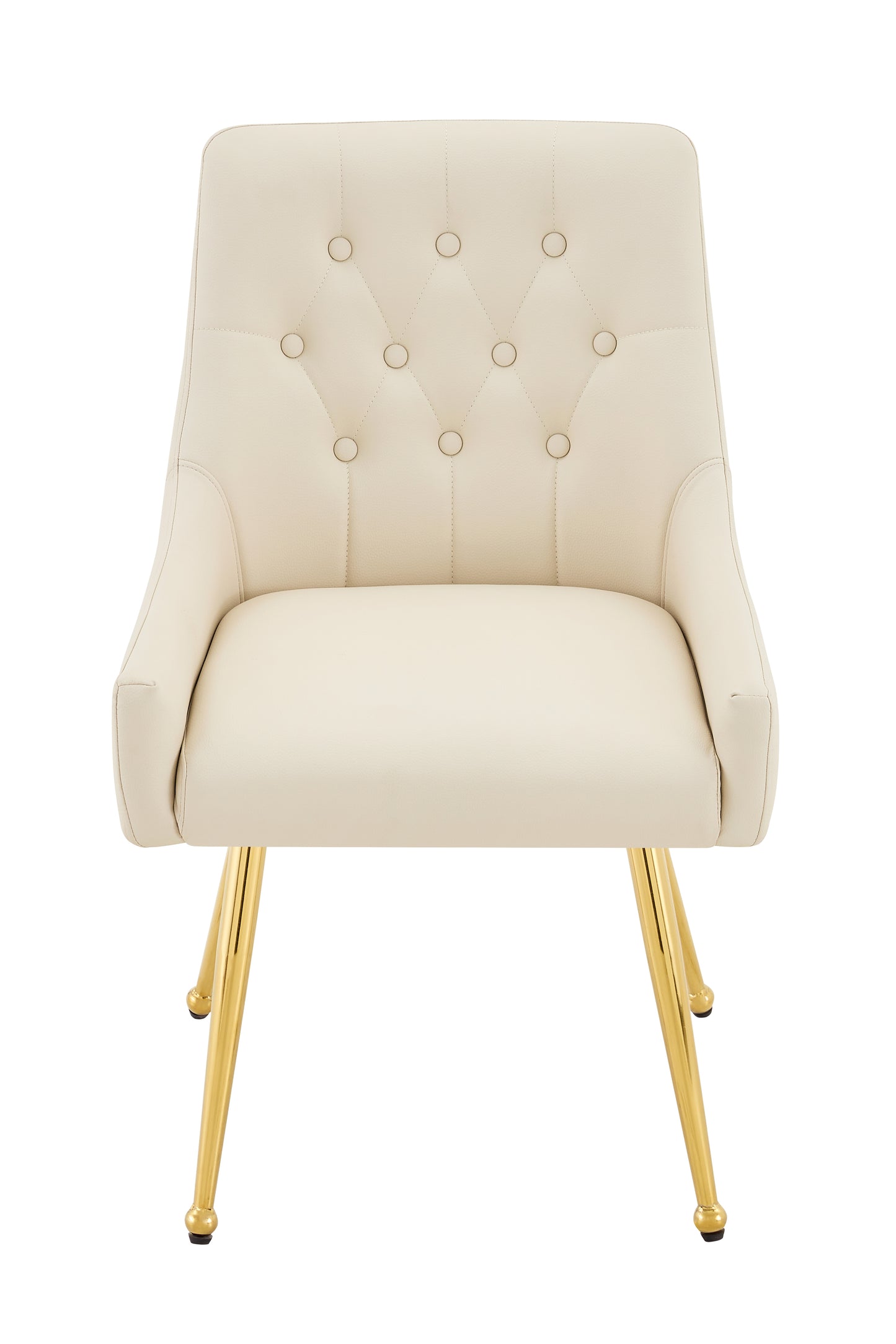 Leather Upholstered Modern Dining Chair with Diamond Tufted Button Back - Dining Room Negotiation Room Cafe Office Accent Chair (Off White, Set of 2) image 10