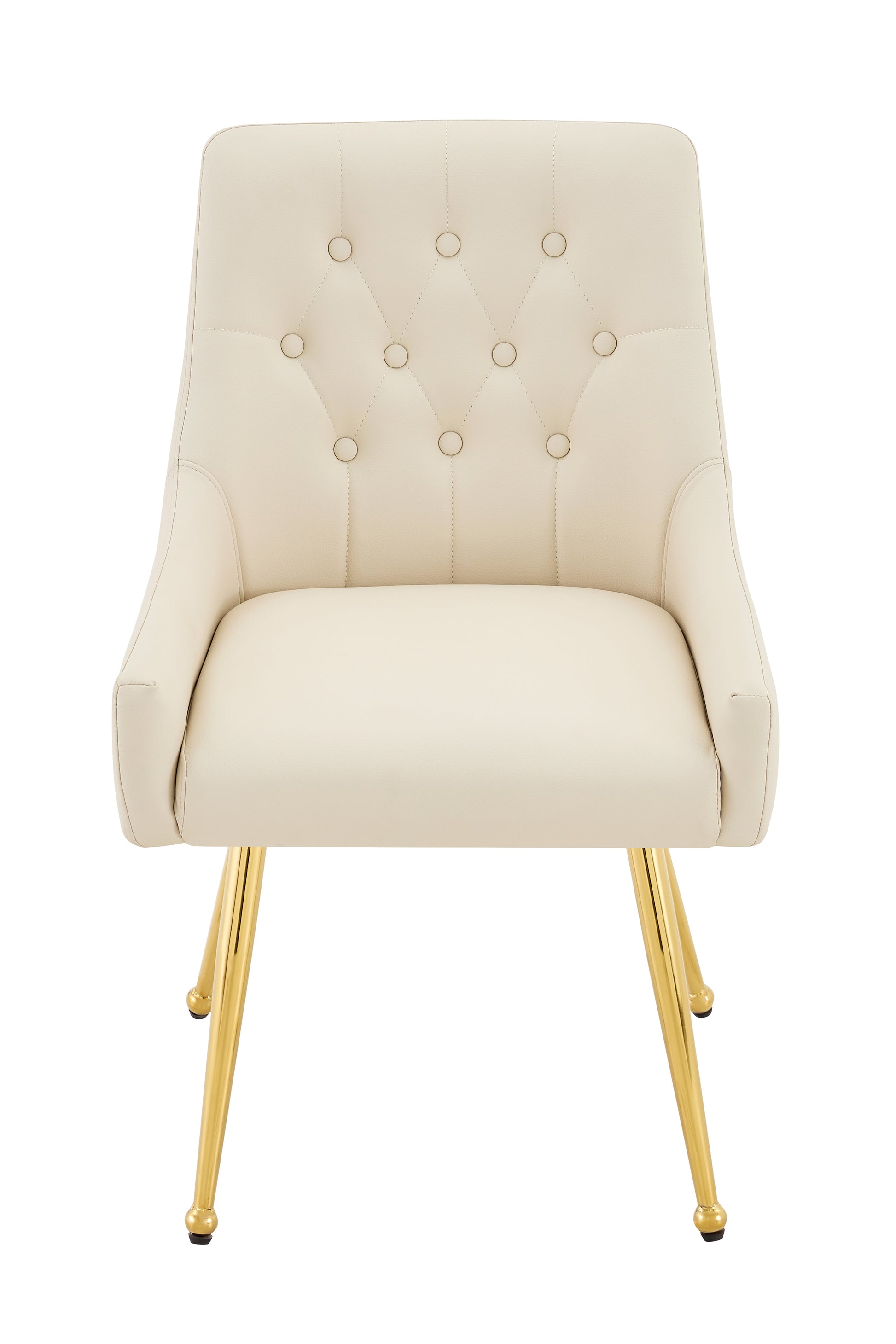 Leather Upholstered Modern Dining Chair with Diamond Tufted Button Back - Dining Room Negotiation Room Cafe Office Accent Chair (Off White, Set of 2) image 10