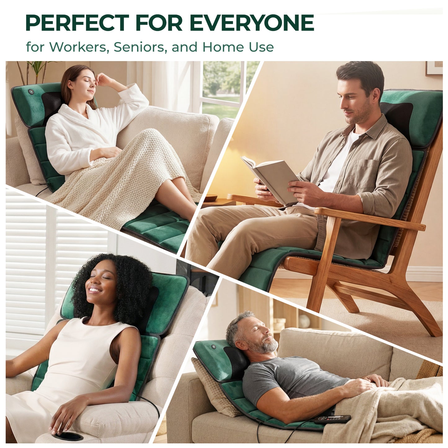 Full Body Massage Mat with Heat, Electric Back Massage pad with Vibration Motors, Back Massager for Pain Relief,Gift image 4