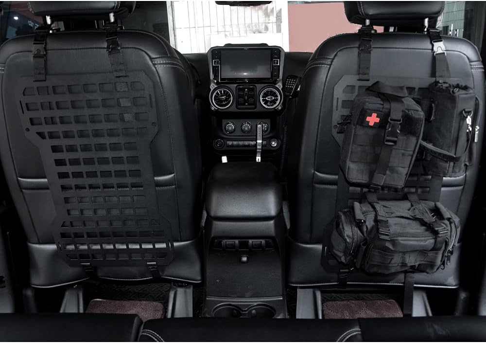 17935 Tactical Rigid MOLLE Panel Seat Cover with MOLLE Medical First Aid Kit & Portable Water Bottle Bag & Tactical Equipment Storage Pouches & 20 Fastening Tape(2 pcs) image 5