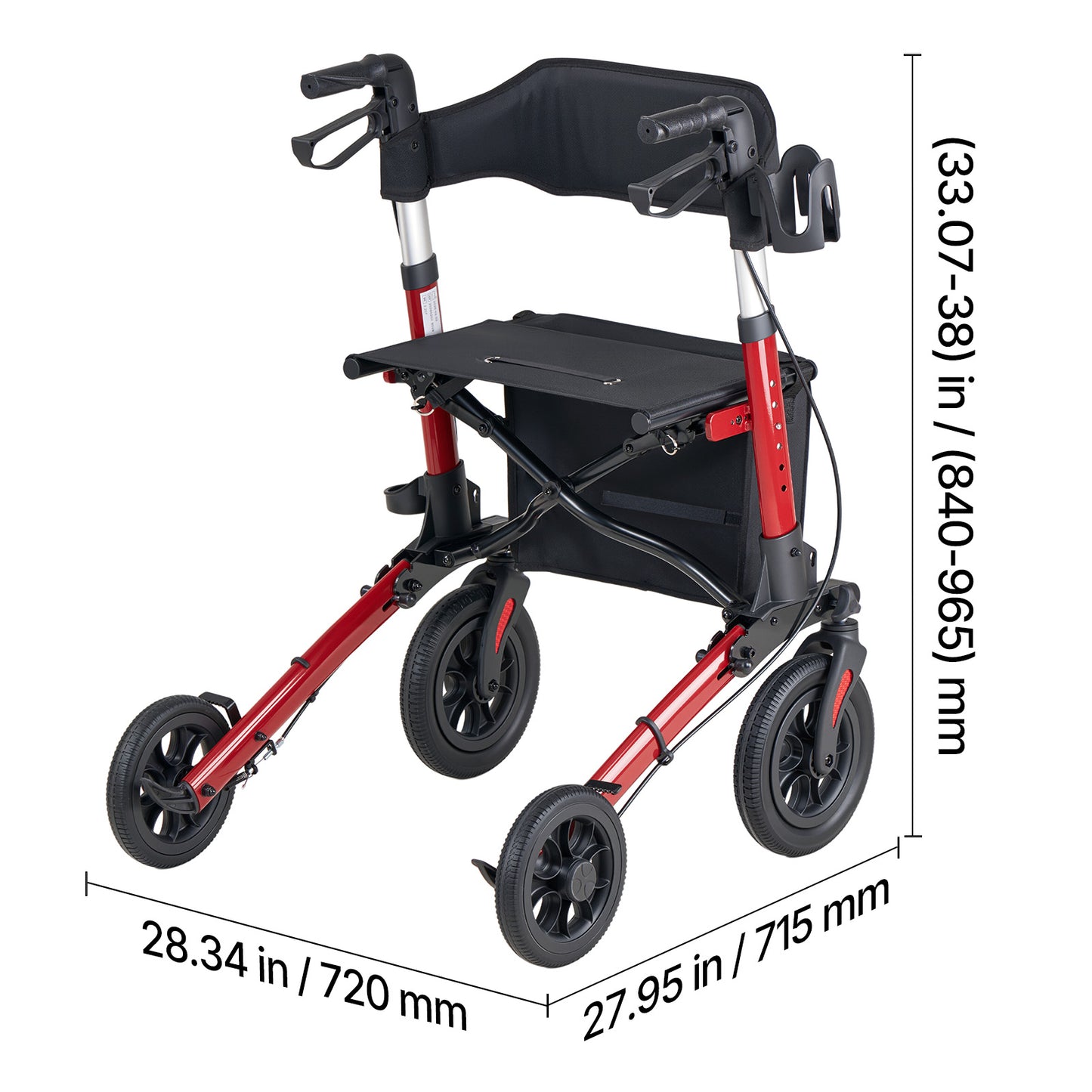 Rollator Walker with Seat for Seniors, Ultra Compact 3-Fold Rolling Walker, Lightweight Aluminum Mobility Walking Aid with PU Solid Wheels, Adjustable Handle, Cup & Cane Holder - Supports 300LBS image 4