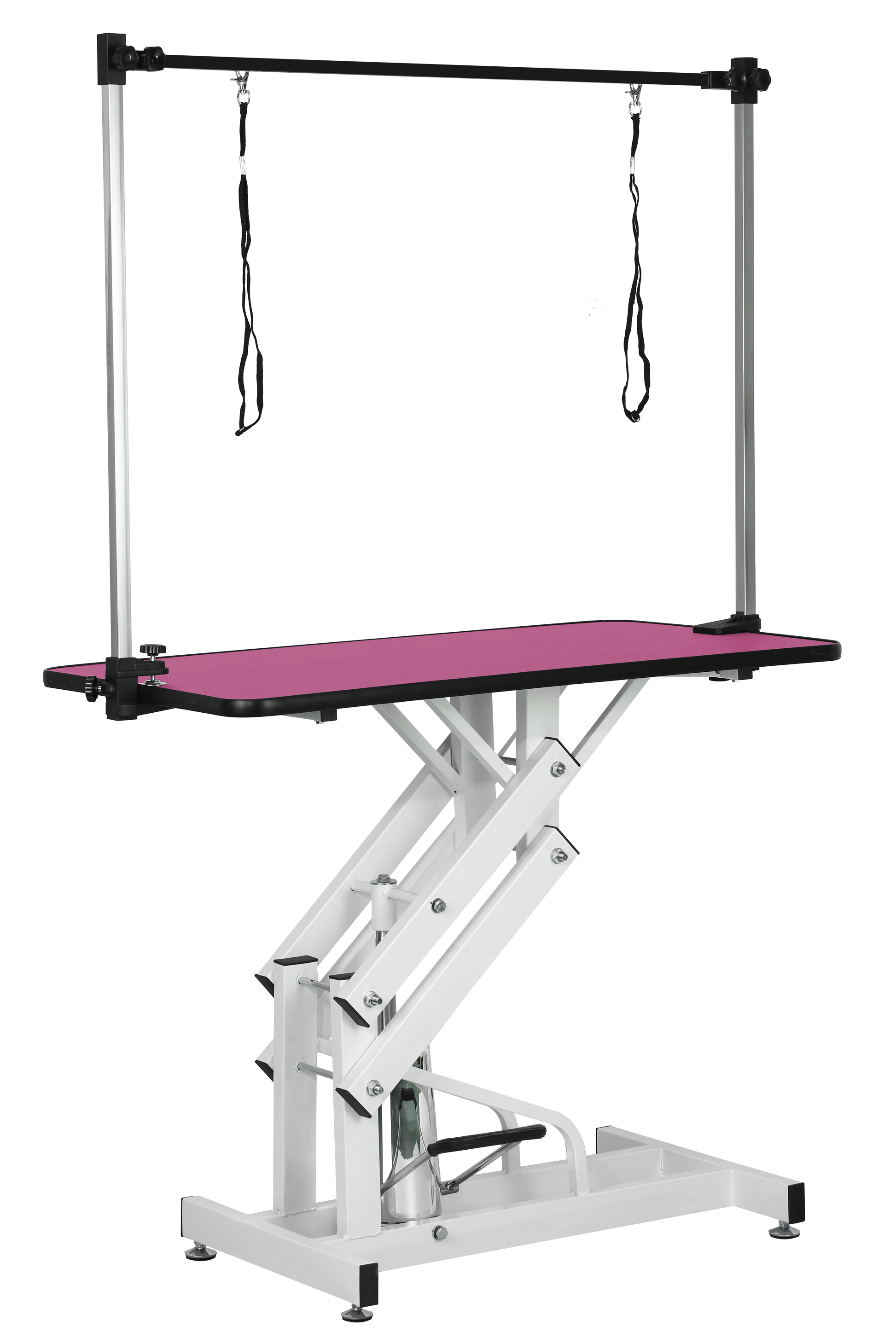 42.5INCH HYDRAULIC PET GROOMING TABLE WITH "H" ARM PINK image 5