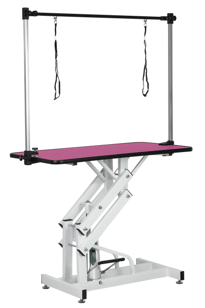 42.5INCH HYDRAULIC PET GROOMING TABLE WITH "H" ARM PINK image 5