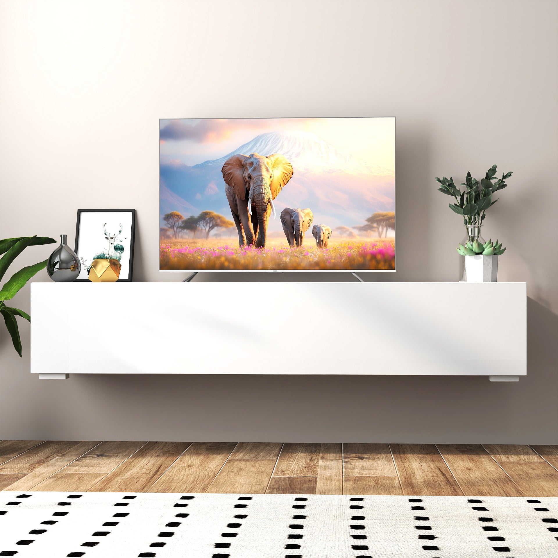 Modern Entertainment Center with Storage Media Console for Living Room image 3