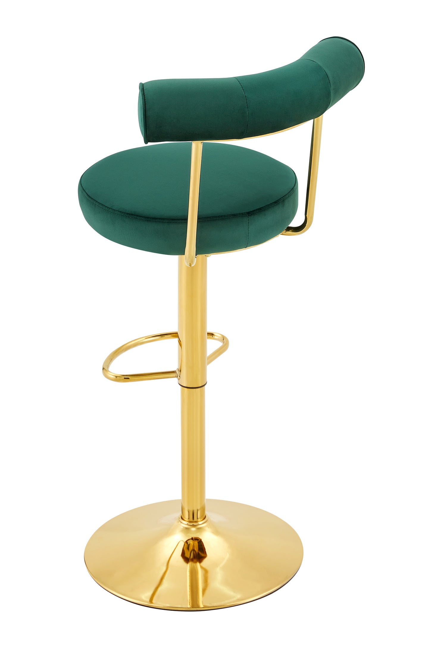 Soft Velvet Upholstered Swivel Adjustable Bar Chair with electroplated gold legs- Dining Room Living Room Bar Cafe Reception Desk Bar Stool(Dark Green, Set of 2) image 8