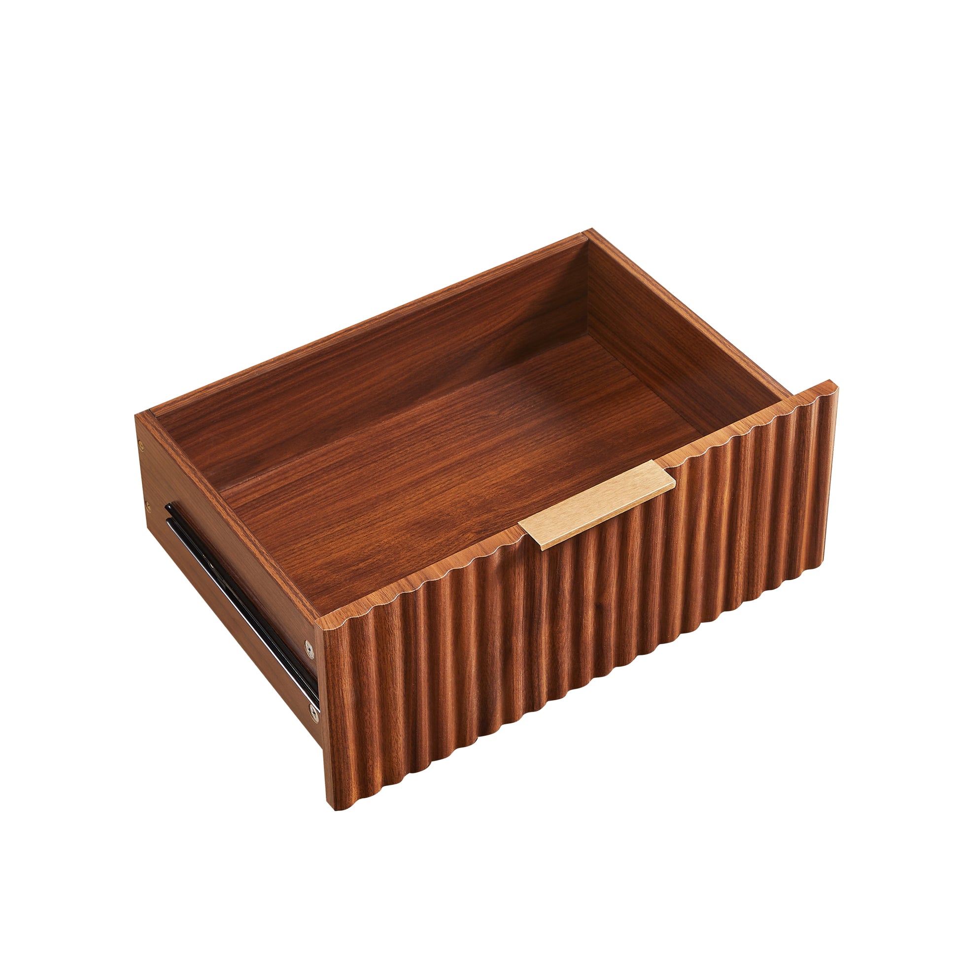 3 Drawers Nightstand Set of 2, 23.6'' Wide Modern Chest of Drawers Curved wave Design, Nightstand, Wood Drawer Organizer for Bedroom, Living Room, Hallway, Walnut,23.6''W x 15''D x 25.2''H. image 8