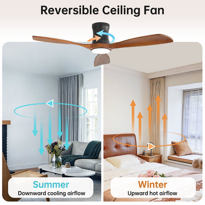 48-Inch Ceiling Fan with Light, Dimmable LED with Memory, Quiet DC Motor, 3F Wood Blades – for Bedroom, Living Room image 7