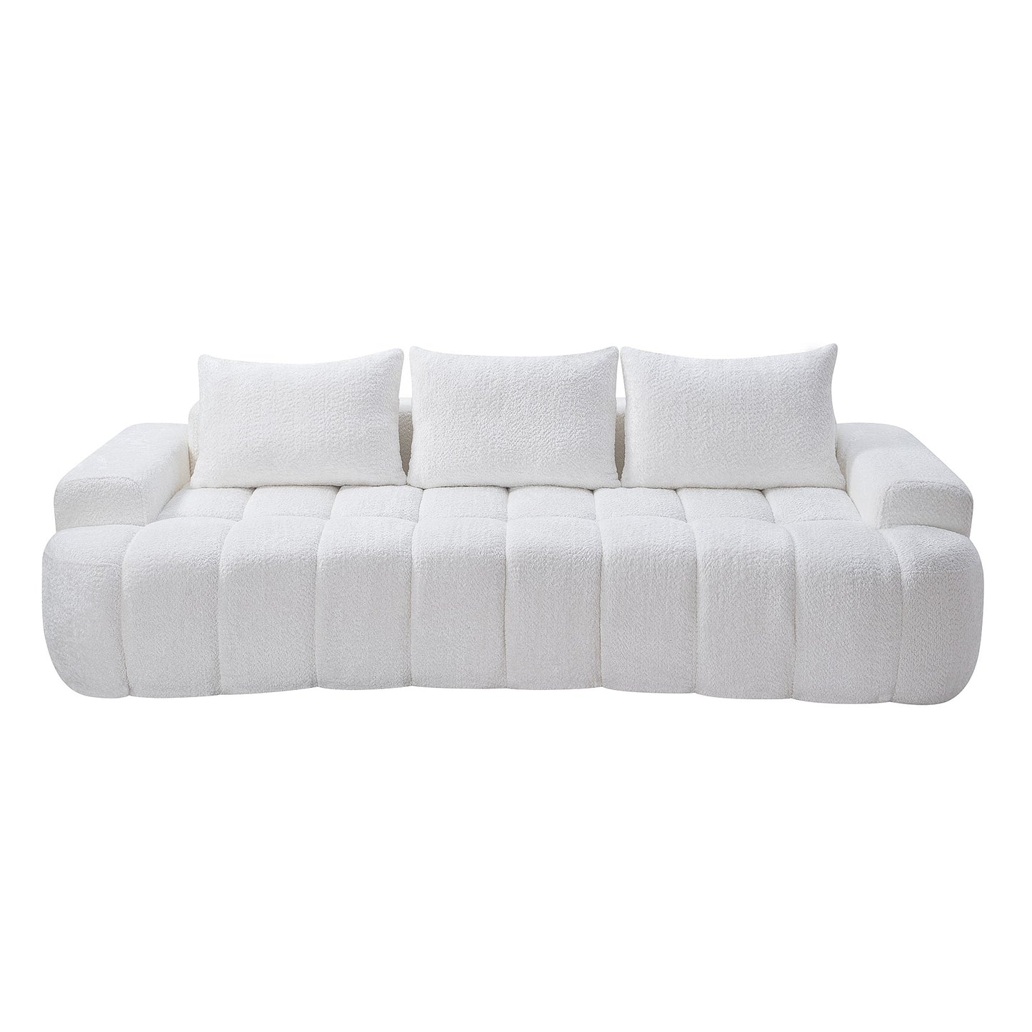 100" Extra Large Curved Front Compressed Sectional Sofa, 3-Seat Cloud-Like Boucle Couch with High Resilience Foam, Easy to Move & Ship, Modern Oversized Sofa for Living Room image 3