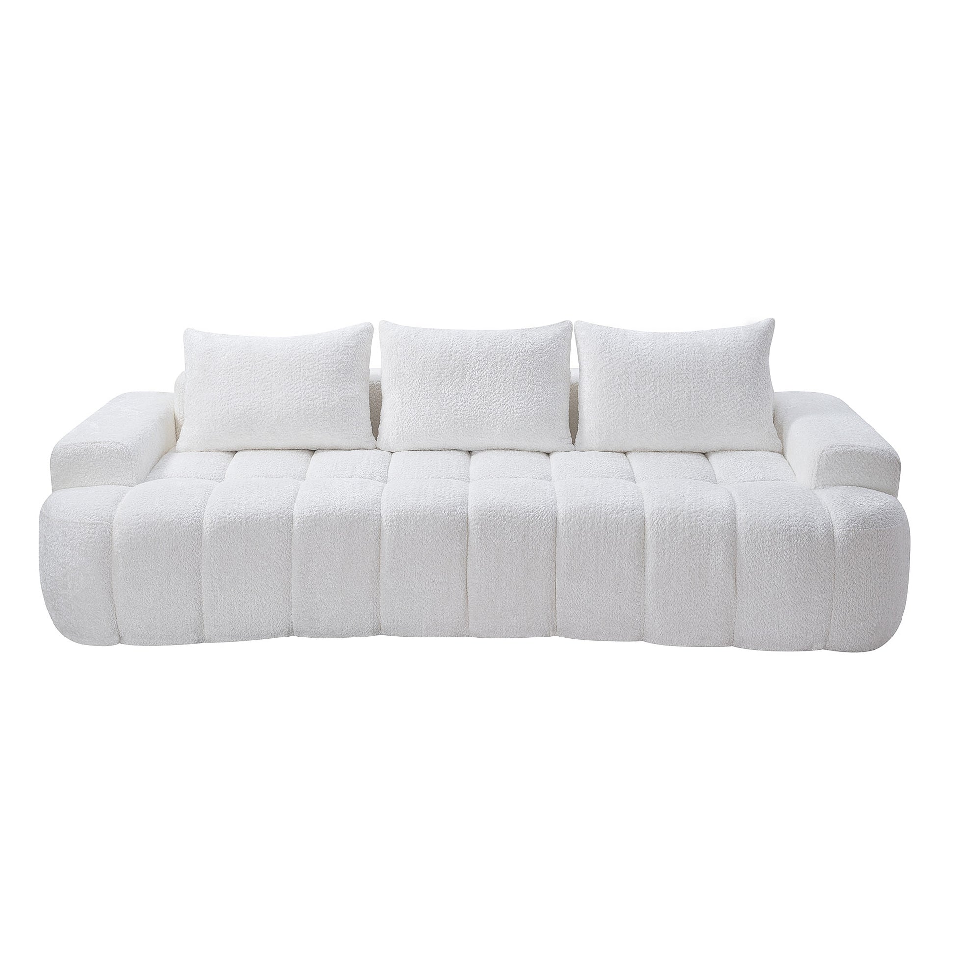 100" Extra Large Curved Front Compressed Sectional Sofa, 3-Seat Cloud-Like Boucle Couch with High Resilience Foam, Easy to Move & Ship, Modern Oversized Sofa for Living Room image 3