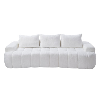100" Extra Large Curved Front Compressed Sectional Sofa, 3-Seat Cloud-Like Boucle Couch with High Resilience Foam, Easy to Move & Ship, Modern Oversized Sofa for Living Room image 3