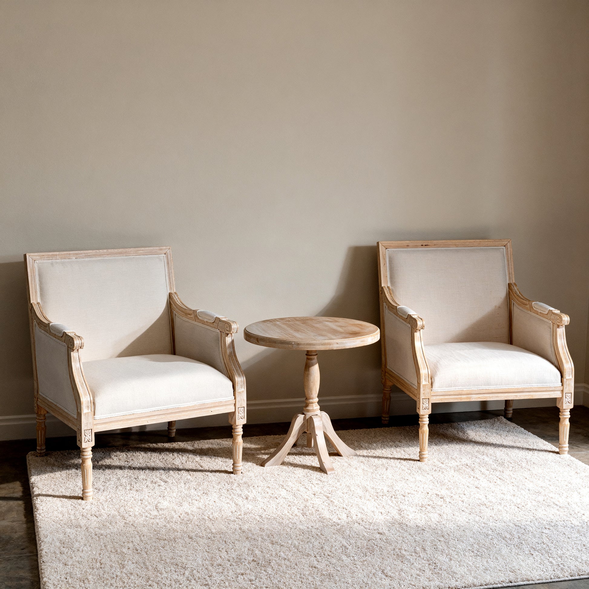 French Accent Chair Traditional Wood Frame Linen Upholstery Distressed Finish Home Decor, Single image 2