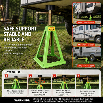 4-Pack RV Stabilizer Jacks, Heavy Duty Adjustable Screw Jack Stands for Travel Trailer Camper, 3300 Lbs Each Load Capacity, 11" to 17" Height Range, with Spare Nuts & Rubber Pads for RV Leveling & Sup image 8