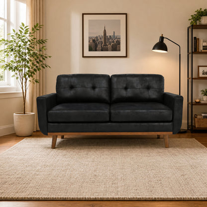 65-inch Modern Minimalist Two-Seater Sofa, featuring breathable Foil fabric and solid wood legs image 1