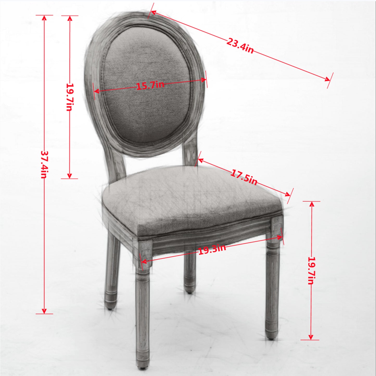 A&A Furniture,French Style Solid Wood Frame Antique Painting Linen Fabric Back Dining Chair,Set of 2,Beige,SW1845BG image 7