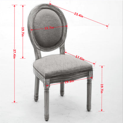 A&A Furniture,French Style Solid Wood Frame Antique Painting Linen Fabric Back Dining Chair,Set of 2,SW1845OL,Olive Green image 8