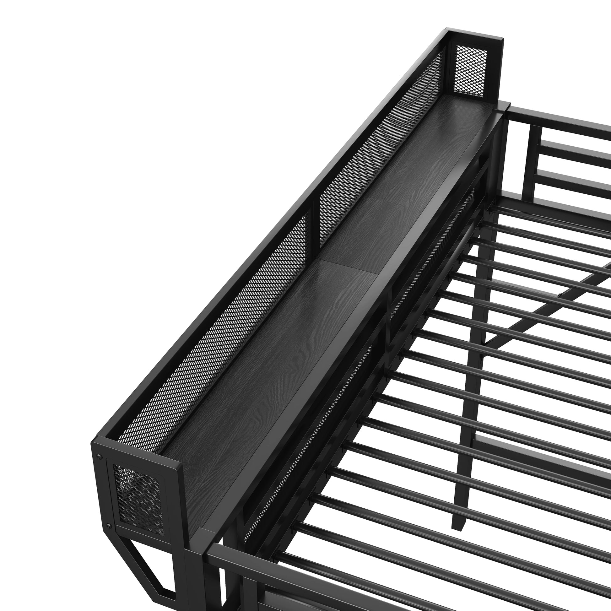 Twin Size Loft Bed with Stairs, Metal Full Loft Bed with Storage Shelves, High Loft Bed with Wardrobe for Kids Teens, Black(OLD SKU W2580S00035) image 12