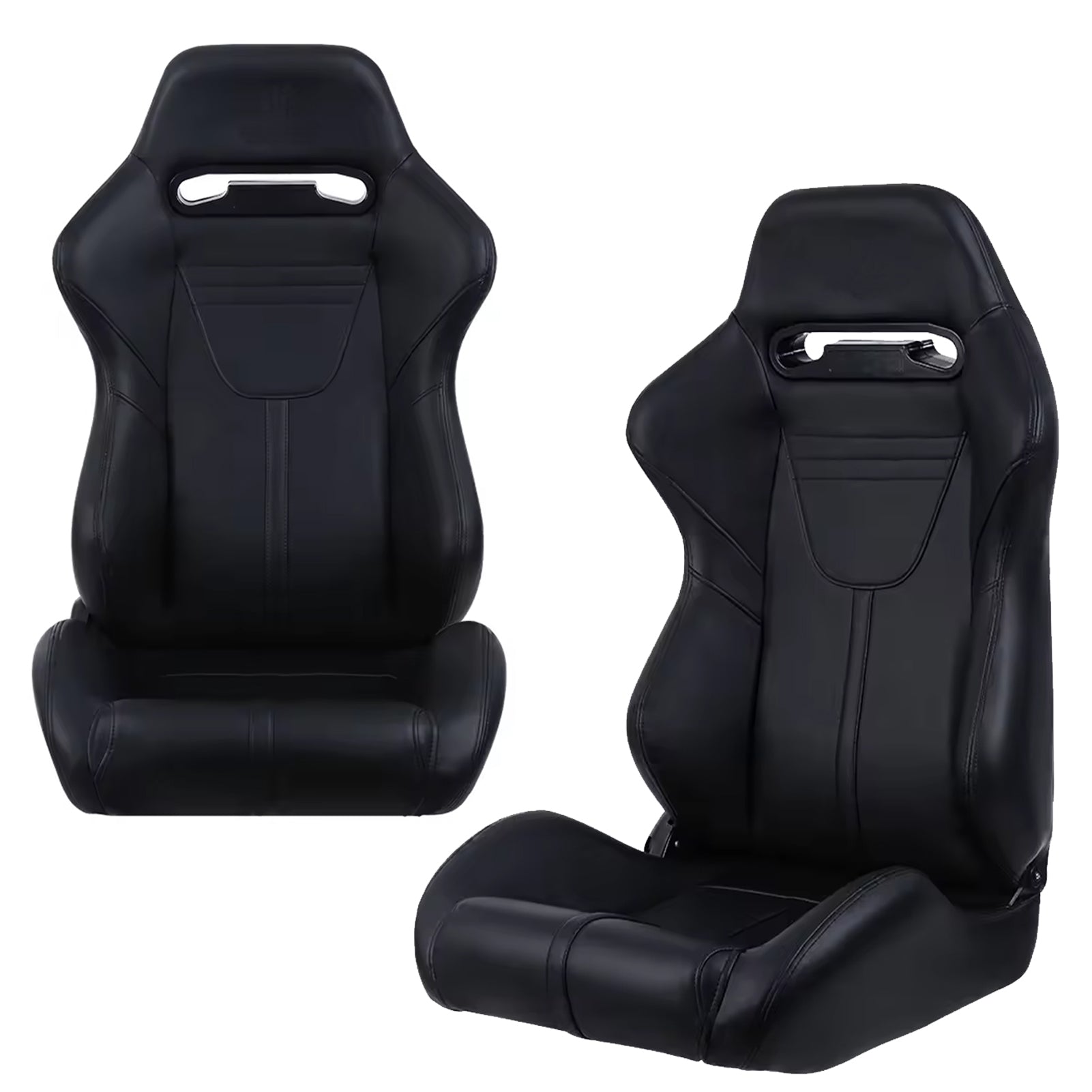 2PC Universal Racing Seats Stitch PVC Leather Reclinable Carbon Look Leather With Adjustor Slider(Not Including Seat Bracket) 1 box of 2 pieces 8010 new image 3