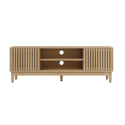 55-inch TV stand, mid-century modern style TV stand (suitable for 55/65-inch TVs), entertainment center with storage, media console for living room and bedroom, oak color image 12