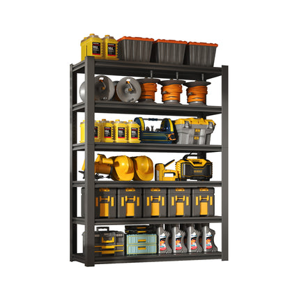 82"H 6 Tier Metal Shelves for Storage Garage Shelving 2400LBS Heavy Duty Storage Shelves Adjustable Garage Shelf Industrial Shelving Unit Storage Utility Rack,48"W*18"D*82"H,Black image 1