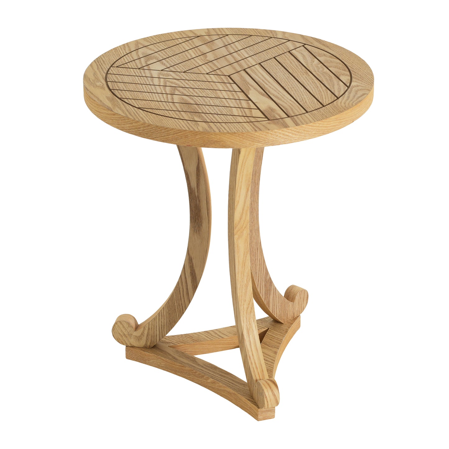 Natural Finish Round Wood Accent Table - Elegant Curved Base End Table for Living Room, Bedroom, or Patio image 7