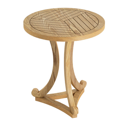 Natural Finish Round Wood Accent Table - Elegant Curved Base End Table for Living Room, Bedroom, or Patio image 7