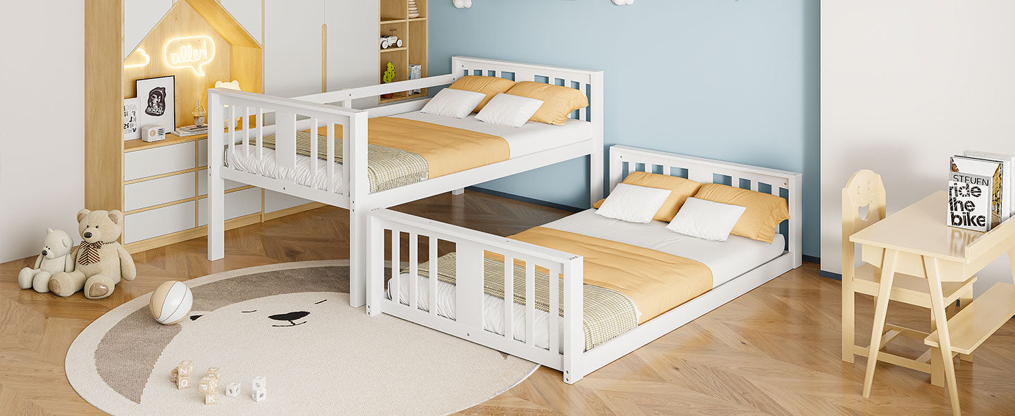 Twin Over Twin Bunk Bed with Ladder, White (Old SKU:N708P242163K) image 9